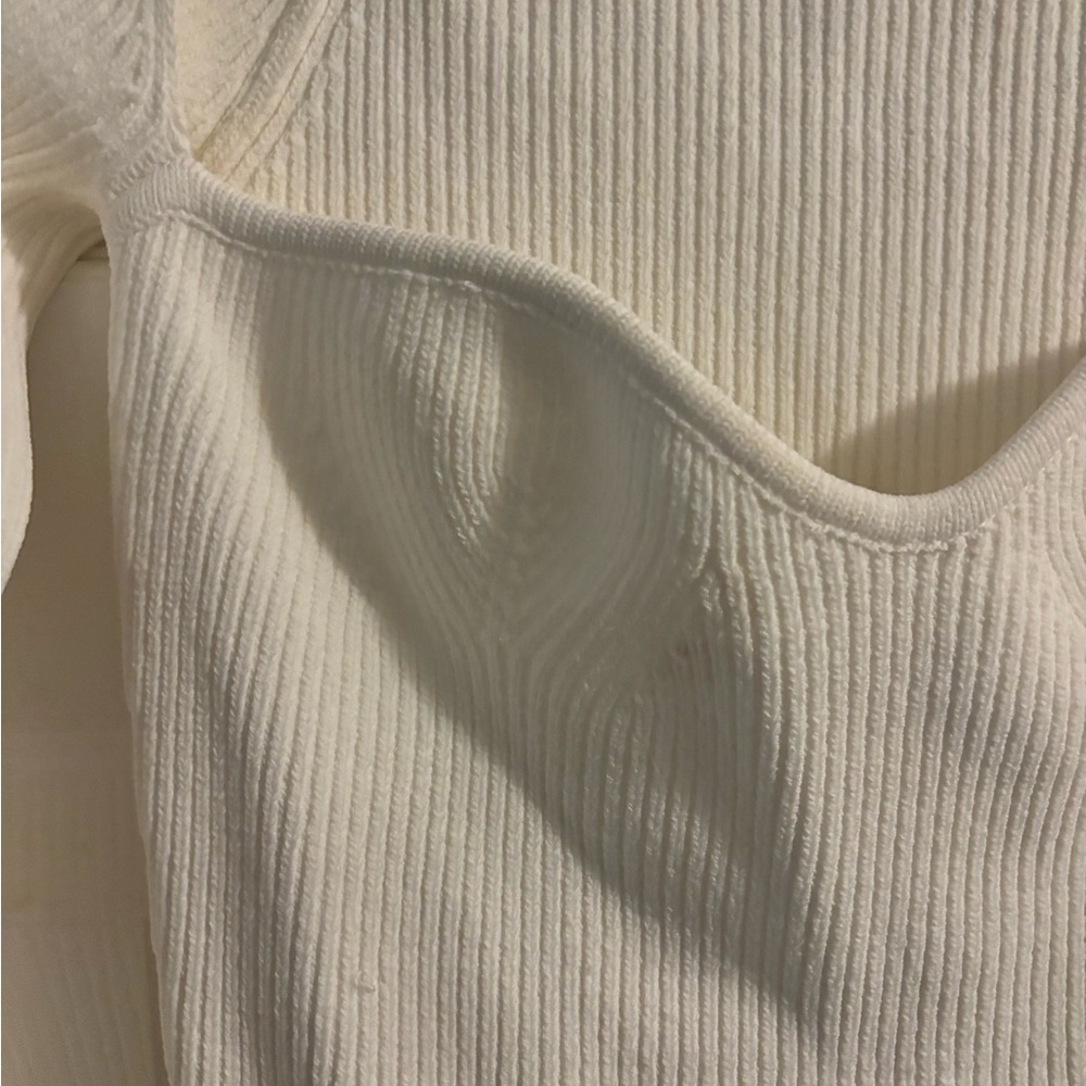 Pixie Market White Ribbed Knit Top - Picture 3 of 12
